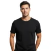 Man wearing Vastra Savvy black regular fit t-shirt front view – 100% cotton casual wear