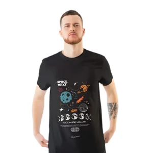 Vastra Savvy Space Ways Regular Fit T-Shirt for Men – 100% Cotton Graphic Tee